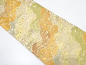 アンティーク　霞取りに草花模様織り出し袋帯（材料）